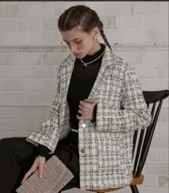 ツイードオーバーテーラードジャケット　アイボリー