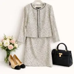 UNTITLED セレモニーセット ツイードセットアップ ホワイト系 M 美品✨