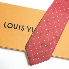 미사용 級 ルイヴィトン Louis Vuitton ネクタイ レッド モノグラム