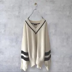 ★美品◆シップス◆ 強撚 ウール混 Vネック ライン ニット プルオーバー