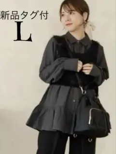 新品　ティアードチュニック　ブラック　L