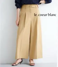 新品★ le.coeur blanc ベルト付きハイウエストワイドパンツ 36