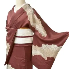 A160愛華 着物 訪問着　絞り　金彩　正絹　　フォーマル　身丈163cm