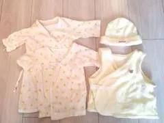 ミキハウス ベビー服 4点セット(短肌着・長肌着・ベスト・帽子)新生児セット