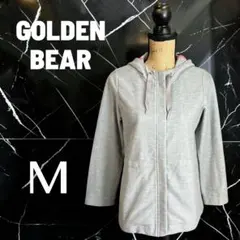 【Golden Bear】ジップアップパーカー　薄手　リボン　グレー　Mのサムネイル