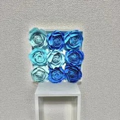 【折り紙のバラ】青系ローズアレンジメント、壁飾り