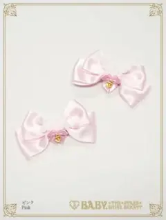 BABY くみゃちゃんのサテンリボンクリップ ピンク