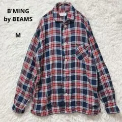 【訳あり】ビーミングバイビームス リネンパイピングシャツ チェック柄 M