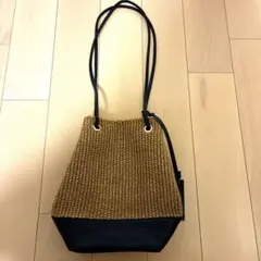 夏カゴバッグ、ショルダーバッグ ブラウン ブラック