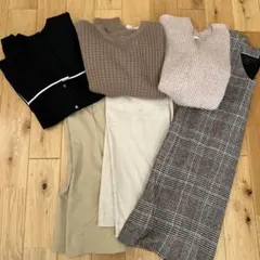 レディース服Sサイズまとめ売り　チェック柄ワンピース　ニット　mil 低身長