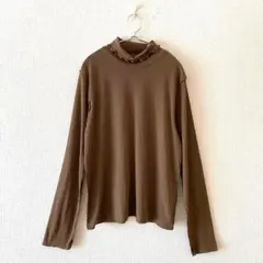 ☆【ジーユー】ソフトリブタートルネックT メロウフリル 袖口スリット XXL