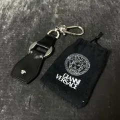 美品　VERSACE メデューサ キーホルダー キーリング　レザー　ブラック