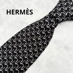HERMÈS エルメス ヴィンテージ ネクタイ 9cm幅 ブラック 黒 シルク