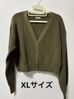 GU オリーブ色 Vネック カーディガン XLサイズ