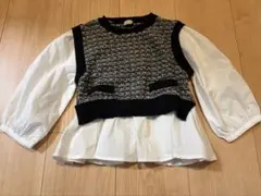 petit main レイヤード長袖トップス 90