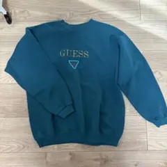 GUESS ティール刺繍ロゴスウェット
