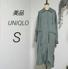 美品　UNIQLO　ナイロンコート　レインコート　s　グリーン　カーキ　撥水