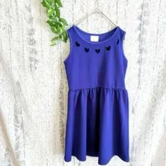 【エムズエキサイト】 美品♥️ ノースリーブひざ丈ワンピース ハート ブルー系