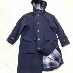 希少！ロンドントラディション！チェック！フード！ロングコート