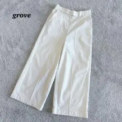 groveグローブ　ワイドパンツ　ホワイト　ウエストゴム　カジュアル　タックのサムネイル