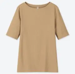 ユニクロ リブボートネックT(5分袖)