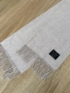 100%カシミヤ ベージュマフラー フリンジ付き