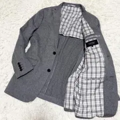 バーバリーブラックレーベル　テーラードジャケット　グレー　裏地ノバチェック　L