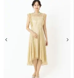 Aimer ギャザーフレアスリーブドレス M イエロー