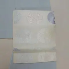 お洒落な唐織六通本袋帯▪向かい鶴、向かい蝶、ピンク、紫、薄緑、グレー▪長さ430