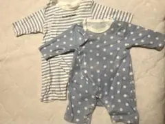 水玉・ストライプロンパース2点セット