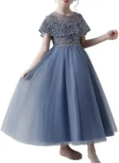 発表会　結婚式　ブルーのドレス　140