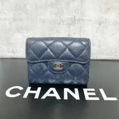 CHANEL シャネル キャビアスキン カードケース コインケース ネイビー