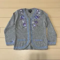 24 ALPACAロイヤルアルパカ 花柄 刺繍 カーディガン アルパカタッチフラワー刺繍カーディガン※一部店舗のみ入荷