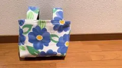 ハンドメイド トートバッグ花柄 ハンドバッグ 青花 エコバッグ