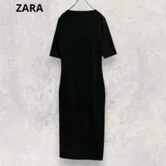 ZARA ザラ ロングワンピース M 黒 半袖 タイト ストレッチ
