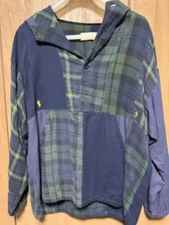 チェック柄フード付きシャツ