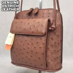 新品タグ付✨ オーストリッチ レザーショルダーバッグ キャメル 斜め掛け 本革