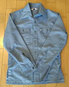 70s LEVI'S 長袖シャツ 青 コットン ポケット付き