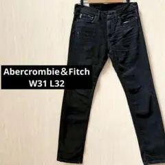 アバクロンビー＆フィッチ スキニージーンズ ダメージ加工 ストレッチ 黒