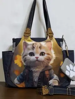 ☆岡山デニム☆トラ猫☆ランドセル☆リュック対応☆4wayあおりバッグ
