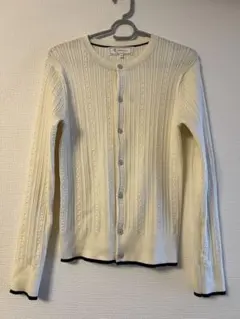 アイボリー ケーブルニット 長袖カーディガン