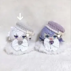 【ホワイト】にじぱぺっと 10cm ぬい服 ベレー帽&ケープセット