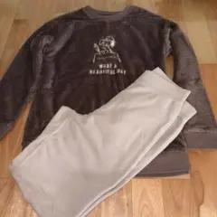 スヌーピー　ブラウンフリースルームウェアセット