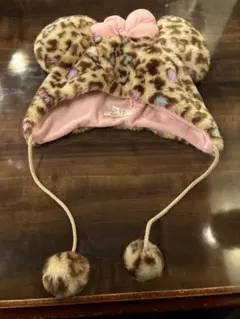ヒョウ柄ミッキー耳帽子