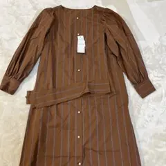 SALE新品！NOLLEY'S ノーリーズ　共布リボン付パール釦シャツワンピ38