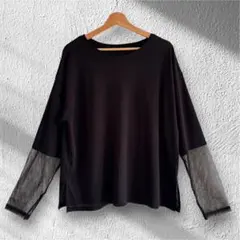 CIAOPANIC TYPY 袖切替シアーアソート TEE ブラック メッシュ袖のサムネイル