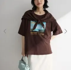 グリーンパークス　ブラウン HORIZON プリント Tシャツのサムネイル