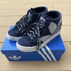 美品✨◆adidas ハイカット インヒール レディース 23 紺◆