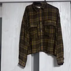 チェック柄 クロップドシャツ 長袖