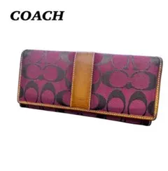 ビンテージ　コーチ　シグネチャー　キャンバス　フラップ長財布